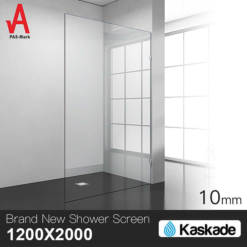 1200 x 2000mm Frameless 10mm Safety Glass Shower Screen