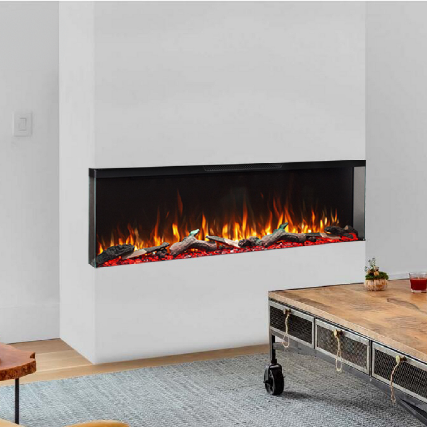 Longford 72" Three Sided Built-in Recessed / Wall mounted Heater Electric Fireplace