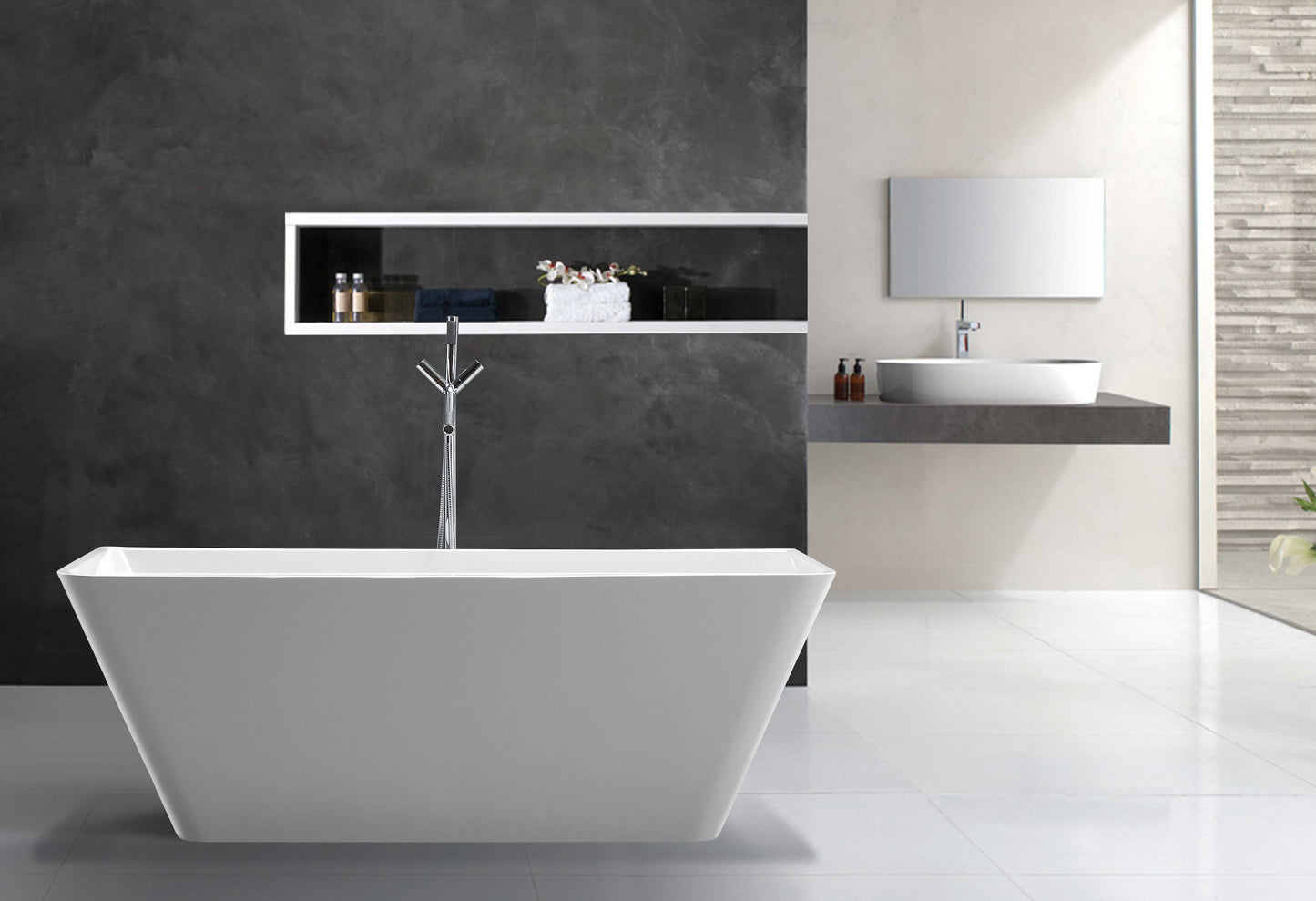 Bathroom Acrylic Free Standing Bath Tub 1700 x 750 x 600mm Freestanding (7102)