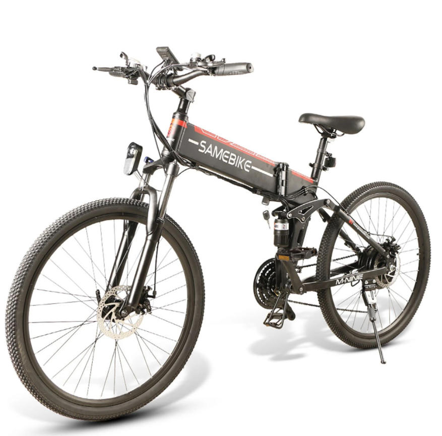 SAMEBIKE 26 Inch Aluminum Folding Electric Bike 350W Motor 10.4Ah Battery Max 30 KPH Black