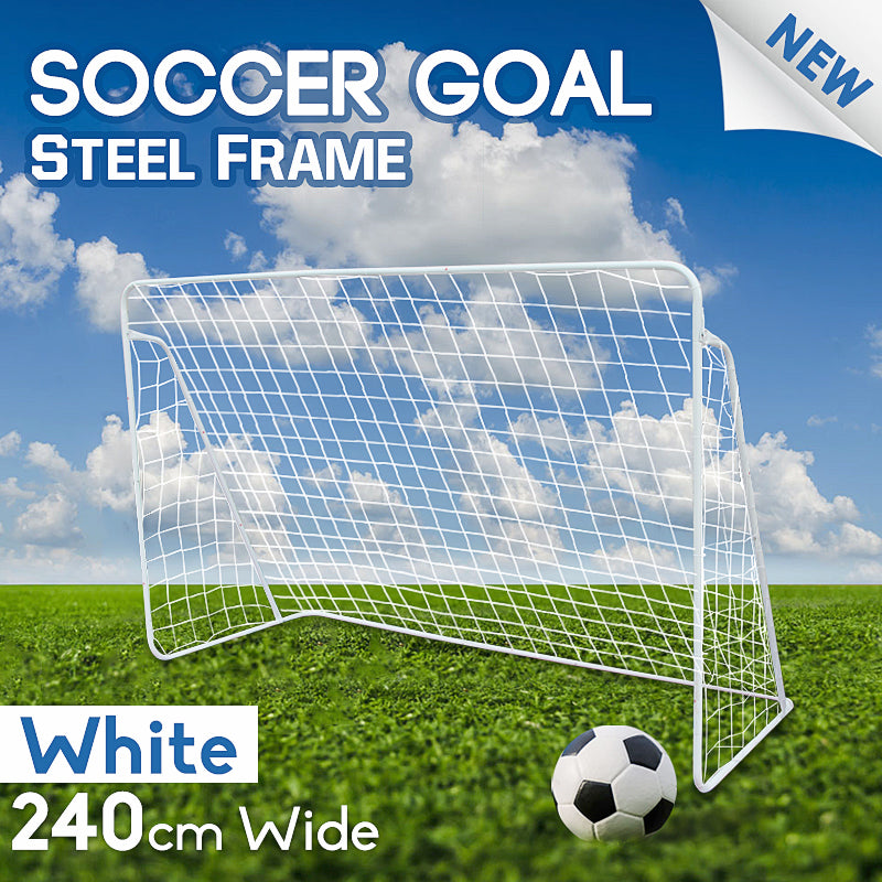Soccer Goal 240cm Steel Frame Portable Football Net No Ball Goals