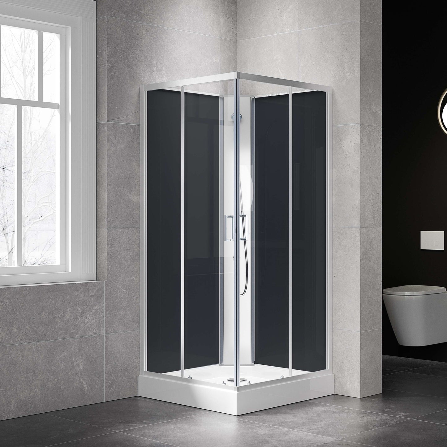 Shower Screen Cubicle Enclosure Mixer Base Bathroom 900x900x2300mm 1806A