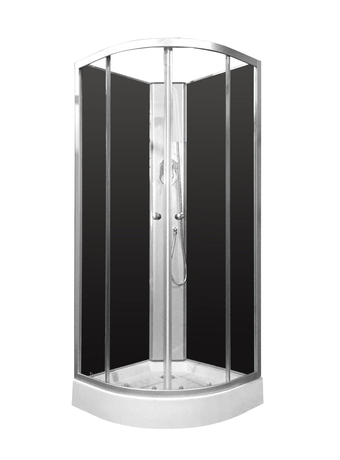 Shower Screen Cubicle Enclosure W/T Base Bathroom 1000x1000x2300mm Black Chrome 8227-3