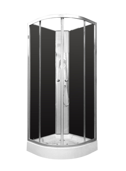 Shower Screen Cubicle Enclosure W/T Base Bathroom 800x800x2300mm Black Chrome 8225-3