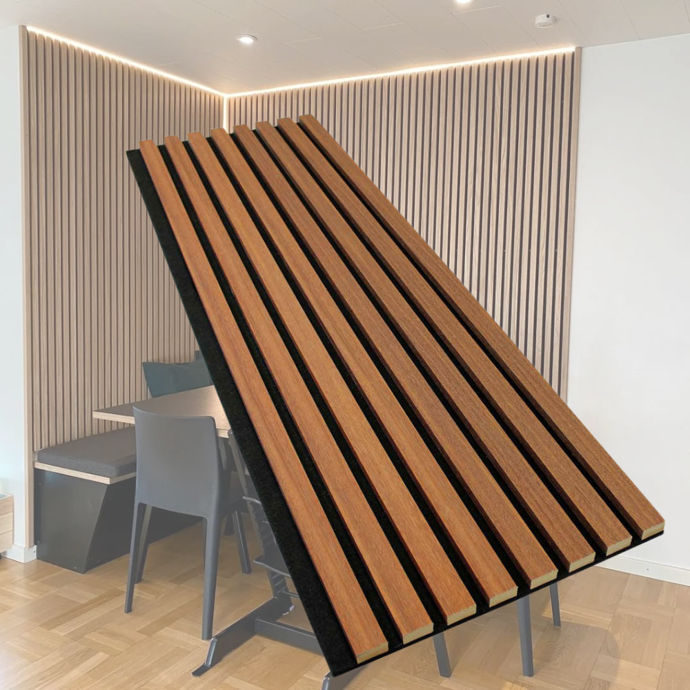 Premium Wooden Slat Acoustic Wall Panels Smoke Oak 2400x600mm