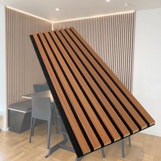 Premium Wooden Slat Acoustic Wall Panels Smoke Oak 2400x600mm