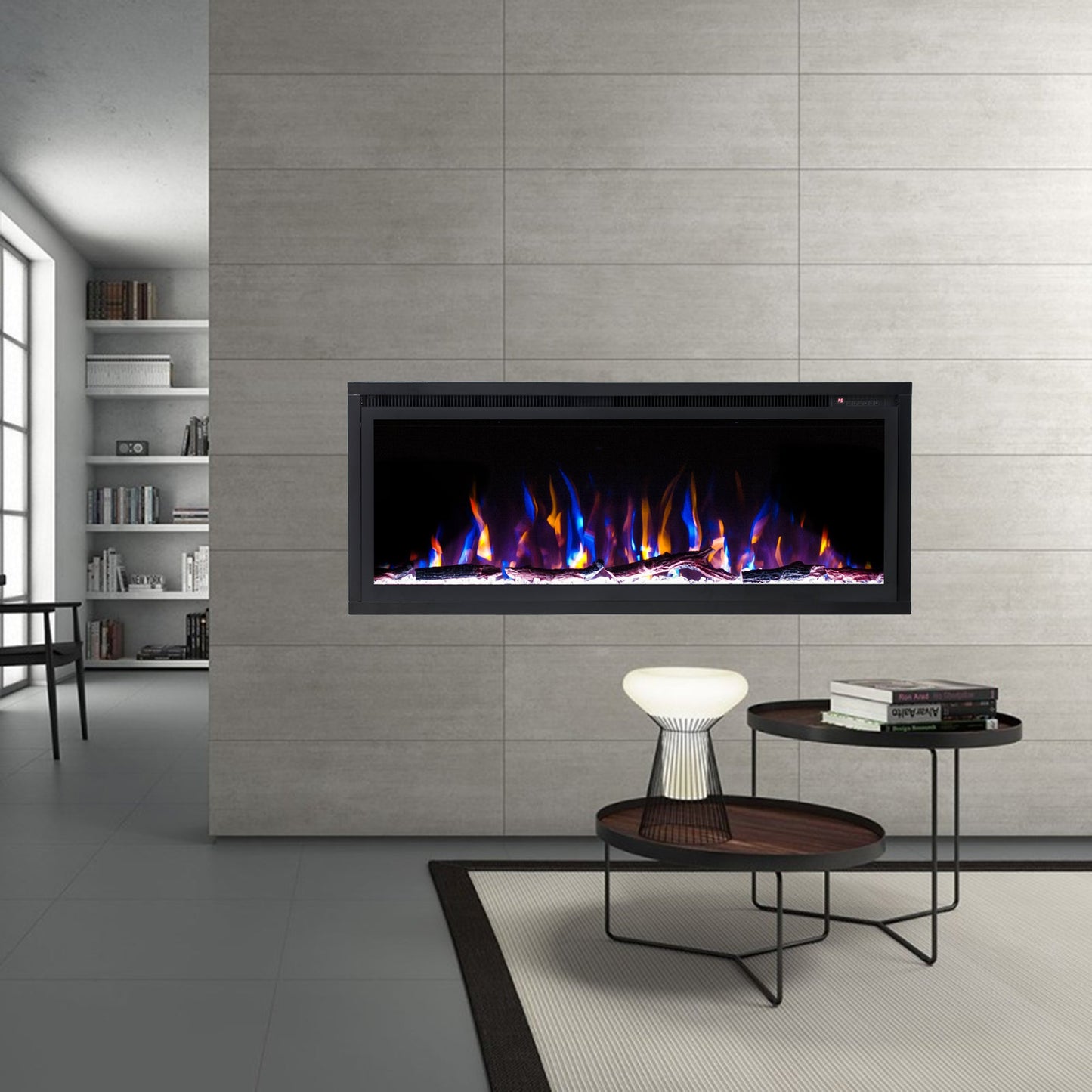 Horizon 42" Slim Trim Black Built-in Recessed / Wall mounted Heater Electric Fireplace