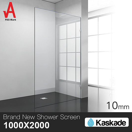 1000 x 2000mm Frameless 10mm Safety Glass Shower Screen