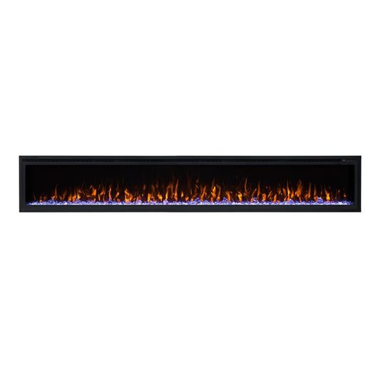 New Model 100" Slim Trim Black Built-in Recessed / Wall mounted Heater Electric Fireplace