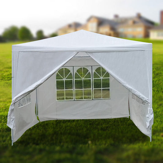 3x3m white PE easy up outdoor party market gazebo with side wall marquee canopy tent
