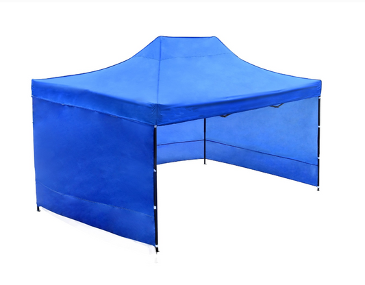 3X4.5M Folding Gazebo Outdoor Marquee Pop Up Nay Blue 3 sided wall