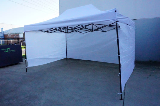 3X4.5M Folding Gazebo Outdoor Marquee Pop Up Nay White 3 sided wall