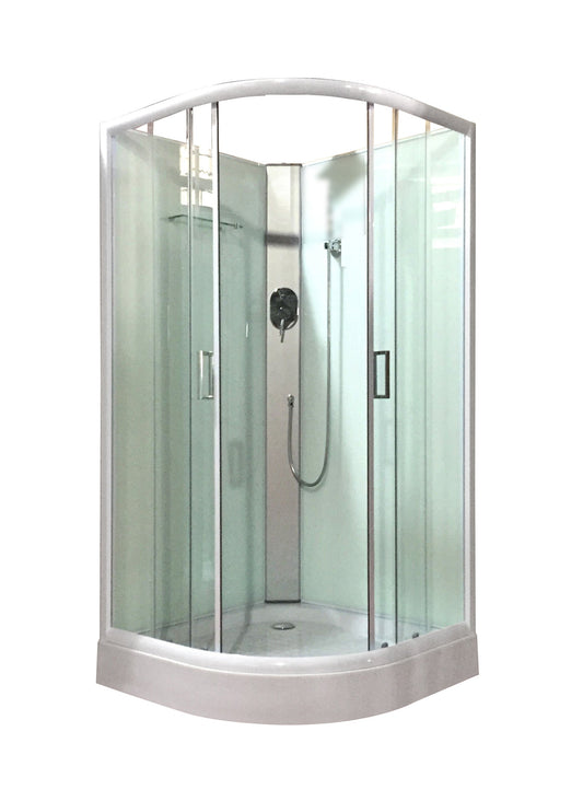 Shower Screen Cubicle Enclosure W/T Base Bathroom 900x900x2300mm White 8226A