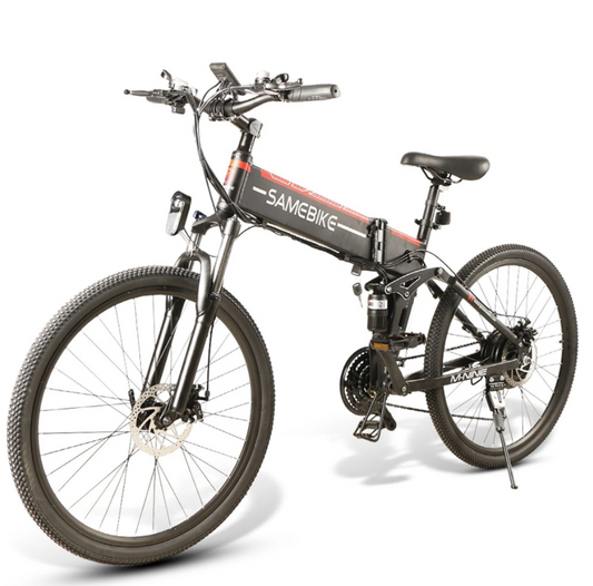 SAMEBIKE 26 Inch Aluminum Folding Electric Bike 350W Motor 10.4Ah Battery Max 30 KPH Black
