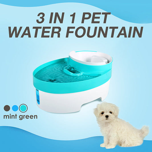 3L Auto Waterfall Drinking Fountain Cat dog Pet Drinker Water Bowl with Filter (Green)