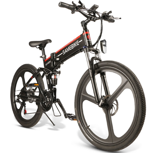 SAMEBIKE 26 Inch Aluminum Folding Electric Bike 350W Motor 10.4Ah Battery Max 30 KPH BLACK