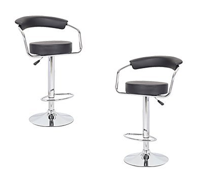 2x Black PU Leather Half-Moon Kitchen Bar Stools (AD)