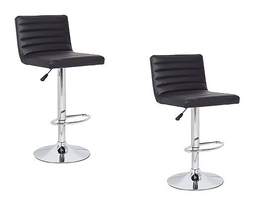 2x Black PU Leather Full Sectioned Kitchen Bar Stools