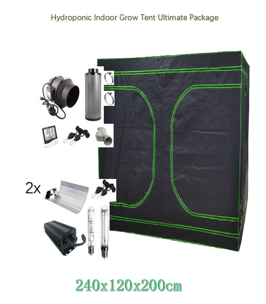 Hydroponic Indoor Grow Tent Ultimate Package- 240x120x200cm TENT+ 600W Grow Light Kit x2  +6" Fan/Filter Kit