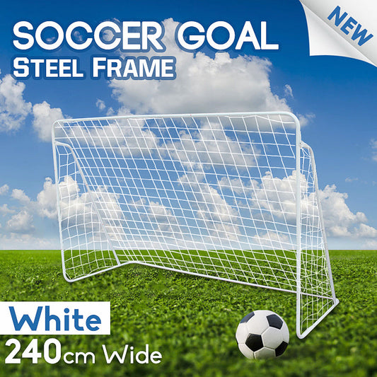Soccer Goal 240cm Steel Frame Portable Football Net No Ball Goals