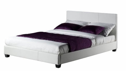 Italian Design Double PU Leather Bed Frame White