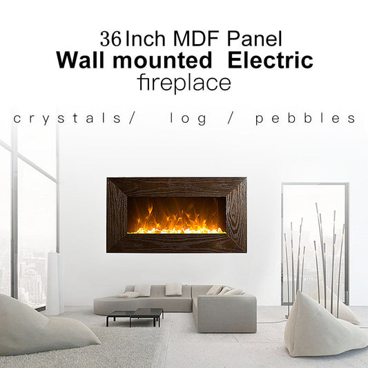 1500W 36" Wooden Frame (MDF) Wall Mounted Electric Fireplace Heater